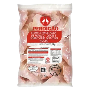 Coxa e Sobrecoxa de Frango Iscas c/ pele s/ osso Perdigão 2kg -Caixa c/6