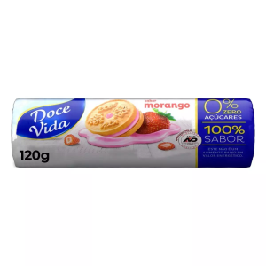 Biscoito Recheio Morango Zero Açúcar Doce Vida Pacote 120G