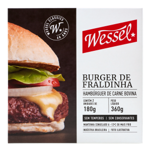 Hambúrguer de Carne Bovina Fraldinha Wessel Caixa 360g