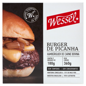 Hambúrguer De Carne Bovina Picanha WESSEL Caixa 360g Com 2 Unidades