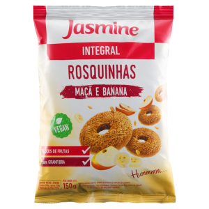 Biscoito Rosquinha Integral Maçã e Banana Jasmine Pacote 150g