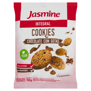 Biscoito Cookie Integral Cacau e Gotas de Chocolate Jasmine Pacote 150g