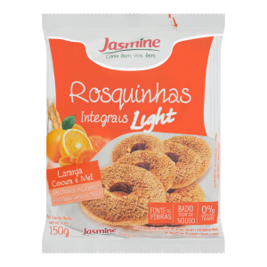 Biscoito Rosquinha Integral Laranja, Cenoura e Mel Light Jasmine Pacote 150g