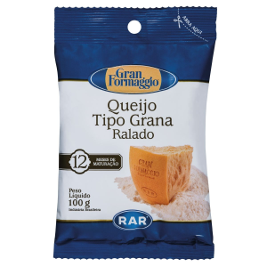 Queijo Tipo Grana Ralado RAR Gran Formaggio Pacote 100g